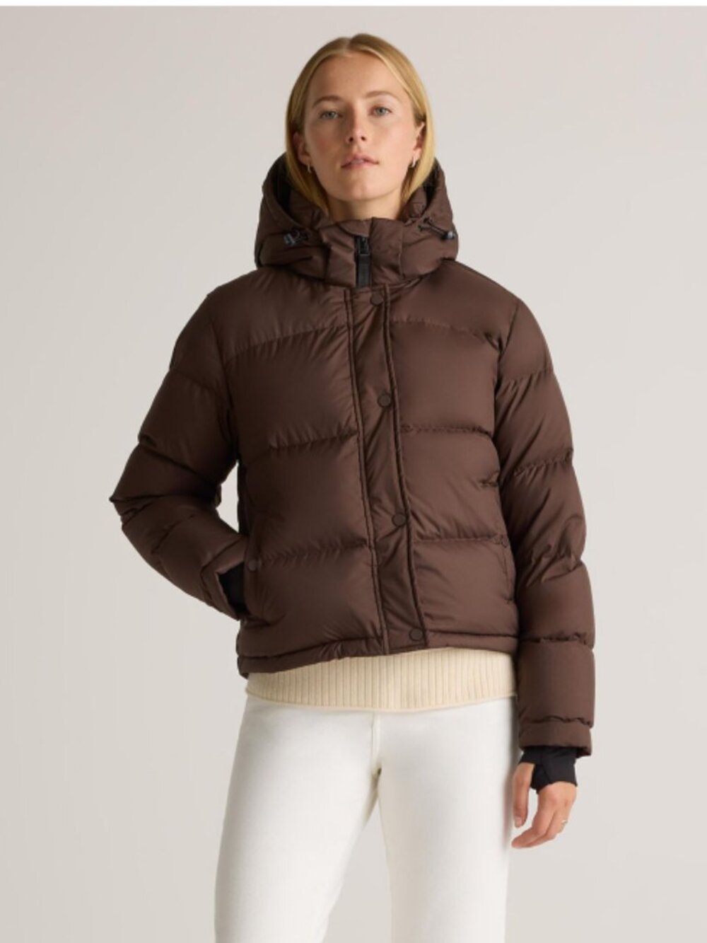 Quince Responsible Down Cropped Puffer Jacket Hot Fudge Size XL